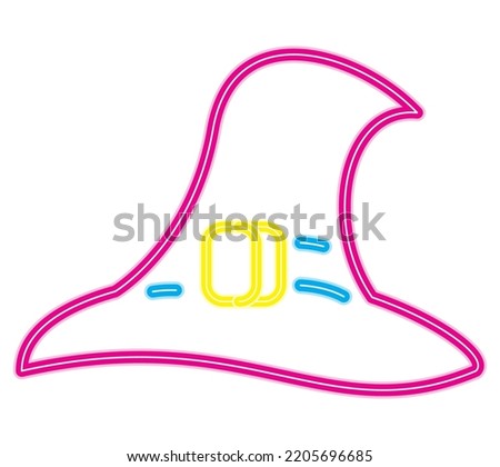 halloween witch hat neon light icon