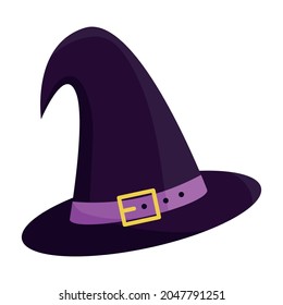 Halloween witch hat on white background - Vector illustration