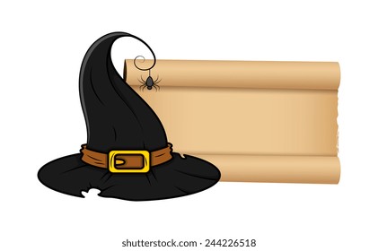 Halloween Witch Hat with Parchment Scroll