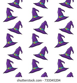 halloween witch hat seamless pattern