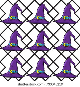 halloween witch hat seamless pattern