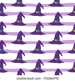 halloween witch hat seamless pattern