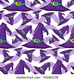 halloween witch hat seamless pattern
