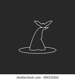 Halloween Witch hat sign line symbol icon on background