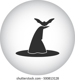 Halloween Witch hat sign silhouette symbol icon on background
