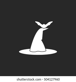 Halloween Witch hat sign silhouette symbol icon on background