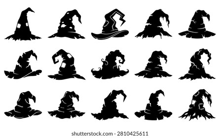 Halloween Witch Hat Silhouette Collection Vector