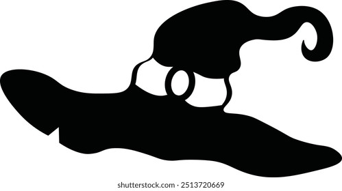Halloween Witch Hat Silhouette, Isolated on White Background. Vector Icon Design.