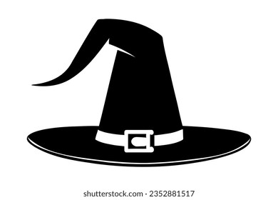 Halloween witch hat silhouette. vector illustration