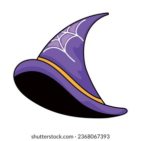 halloween witch hat with spiderweb isolated