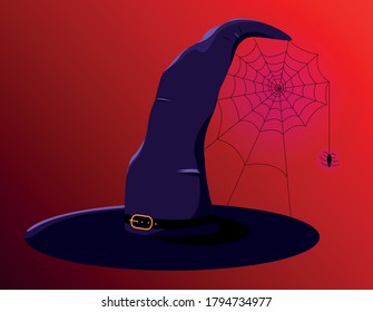 Halloween Witch hat with spiderwebbed 