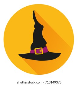 Halloween. Witch hat. Vector. Greeting card or invitation for a party and a party.