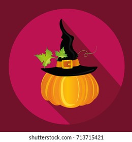 Halloween. Witch hat. Vector. Greeting card or invitation for a party and a party