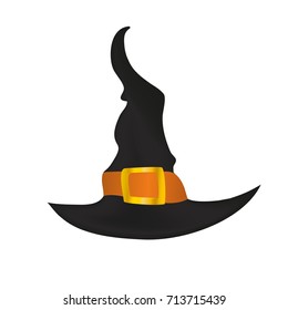 Halloween. Witch hat. Vector. Greeting card or invitation for a party and a party.