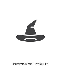 Halloween witch hat vector icon. filled flat sign for mobile concept and web design. Witch hat glyph icon. Symbol, logo illustration. Vector graphics