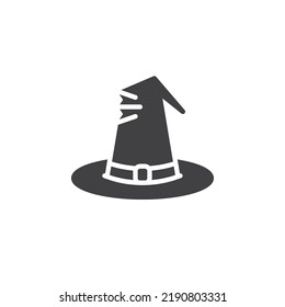 Halloween witch hat vector icon. filled flat sign for mobile concept and web design. Witch hat glyph icon. Symbol, logo illustration. Vector graphics
