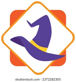 halloween witch hat vector icon with white background