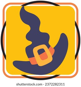 halloween witch hat vector icon with yellow background