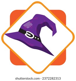 halloween witch hat vector icon with white background