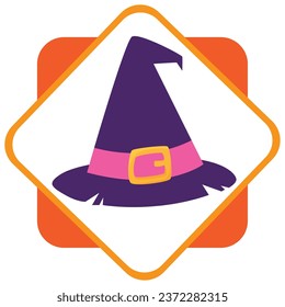 halloween witch hat vector icon with white background