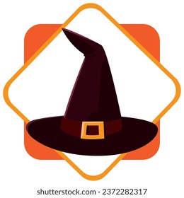 halloween witch hat vector icon with white background