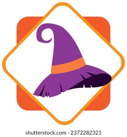 halloween witch hat vector icon with white background