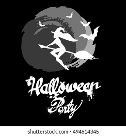 halloween, witch, hat, vector, illustration, holiday, black, silhouette, cartoon
