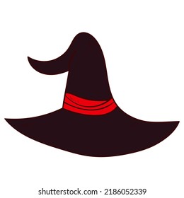 Halloween witch hat .Vector spooky icon. Colourful illustration on white background.