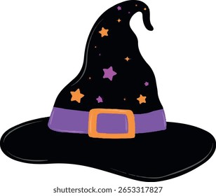 Halloween Witch Hat Vector – Spooky Costume Icon for Seasonal Party and October Design Project