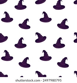 Halloween witch hats vector seamless pattern. Halloween hats background, packaging design, wrapping