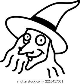 vector de caricatura de la cabeza de bruja de halloween