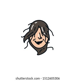 halloween witch head flat character vector illustration design