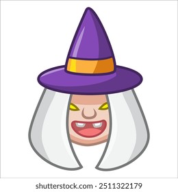 Halloween witch head isolated on white background