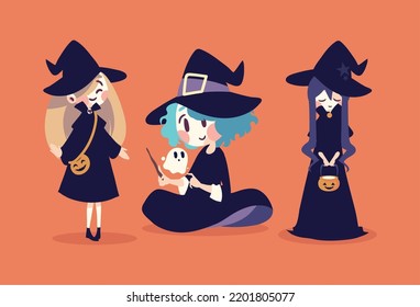 halloween witch, icon set design