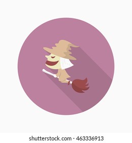 Halloween witch icon, Vector flat long shadow design. Halloween concept.