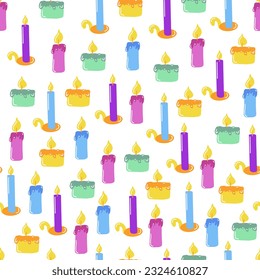 Halloween witch items hand-drawn seamless pattern