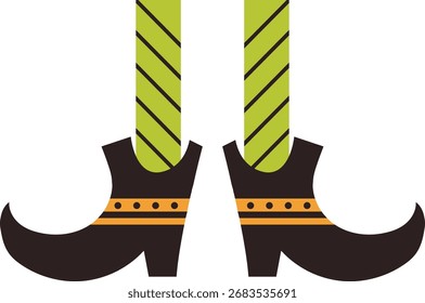 Pernas de Bruxas de Halloween com meia. Ilustração vetorial em design plano.