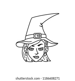 halloween witch line art illustration