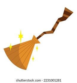 halloween witch magic broom icon