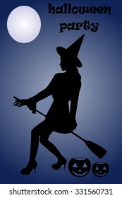 Halloween Witch with a magic Pumpkin