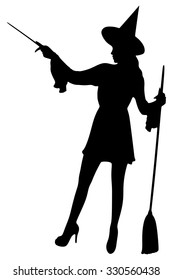 Halloween Witch with a magic wand