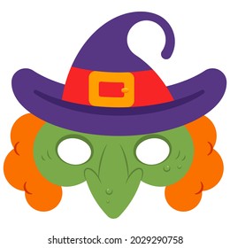 Halloween witch mask vector cartoon illustration isolated on a white background.