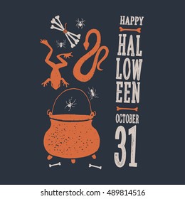 Halloween. Witch Objects. Witchcraft and magic. Set of decorative elements to decorate the posters and greeting card.