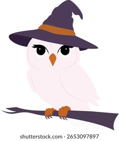 Halloween, Halloween Witch Owl Perched Branch