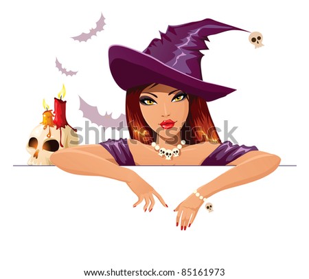Halloween witch placard
