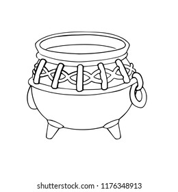 Halloween witch pot. Hand drawn vector illustration. Can be used for coloring book, games, tattoo, cards etc. 