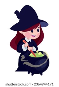 halloween witch and potion cauldron isolated icon