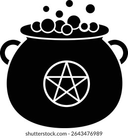 Halloween Witch Potion Cauldron silhouette isolated.
Cauldron with magic potion. 
witch pot of boiling potion.
Witch Poison Cauldron. 
witch's brew.
Transparent background.