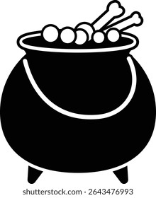 Halloween Witch Potion Cauldron silhouette isolated.
Cauldron with magic potion. 
witch pot of boiling potion.
Witch Poison Cauldron. 
witch's brew.
Transparent background.