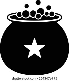 Halloween Witch Potion Cauldron silhouette isolated.
Cauldron with magic potion. 
witch pot of boiling potion.
Witch Poison Cauldron. 
witch's brew.
Transparent background.